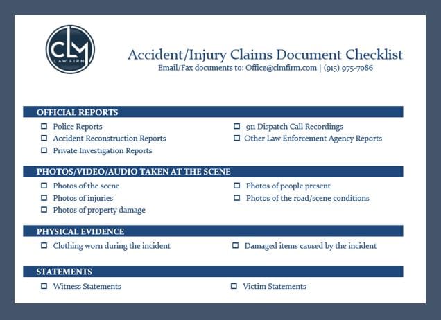 Personal Injury Checklist for Paralegals